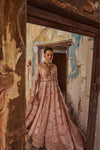 PEACH GEORGETTE FLOOR LENGTH ANARKALI SET