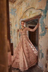 PEACH GEORGETTE FLOOR LENGTH ANARKALI SET