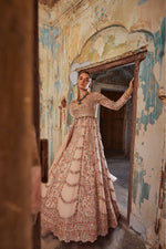 PEACH GEORGETTE FLOOR LENGTH ANARKALI SET