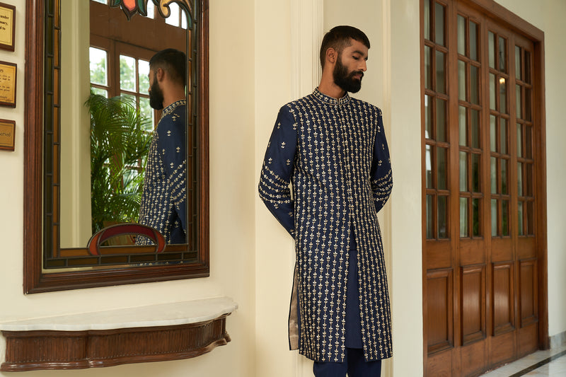 Insignia Blue Sherwani Set