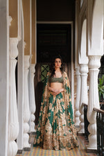 Bottle Green Floral Lehenga Set