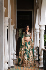 Bottle Green Floral Lehenga Set