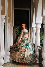 Bottle Green Floral Lehenga Set