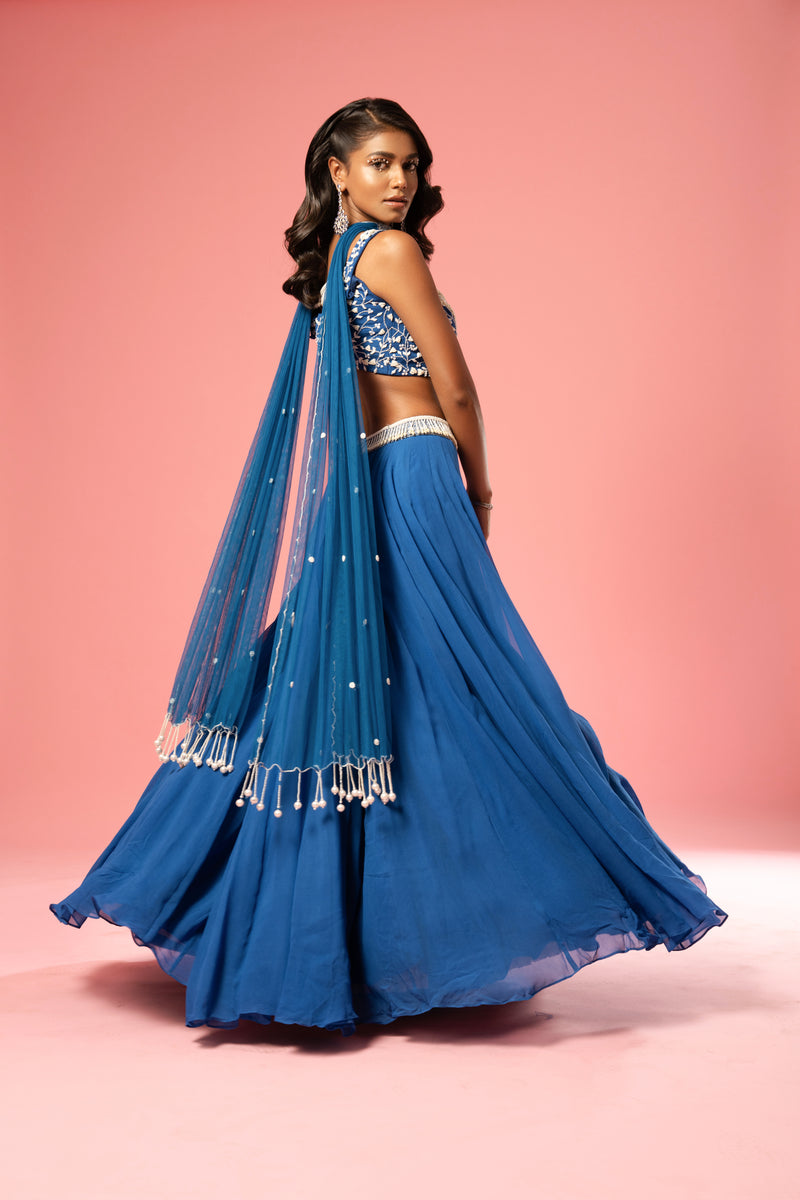 Blue Pearl Work Lehenga