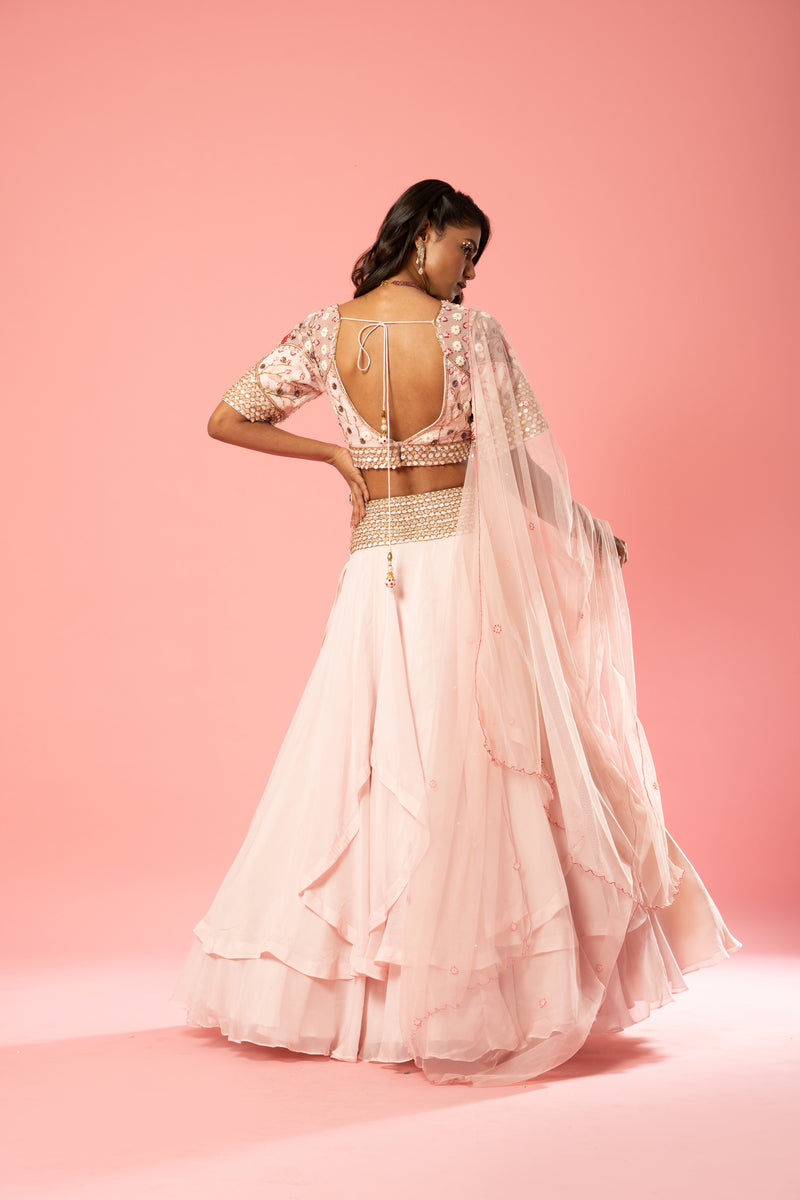 Basby pink organza lehenga set