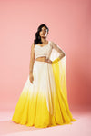 Ivory  and yellow ombre lehenga set