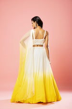 Ivory  and yellow ombre lehenga set