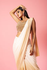 Ivory and golden ombre saree