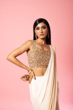 Ivory and golden ombre saree