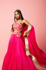 Hot pink hand embroidered lehenga set