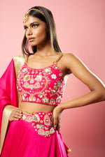 Hot pink hand embroidered lehenga set