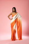 Ivory and orange ombre saree set