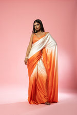 Ivory and orange ombre saree set