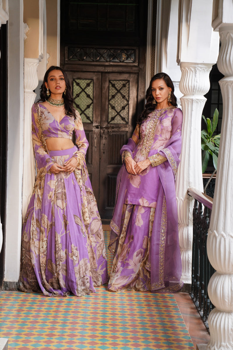 Lavender Floral Lehenga Set