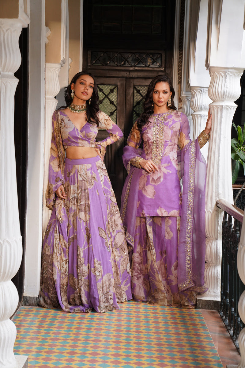 Lavender Floral Lehenga Set