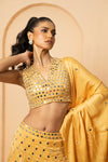 Golden mirror lehenga set