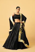 Black modal satin lehenga