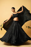 Black modal satin lehenga