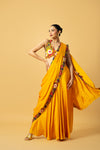 Golden yellow modal satin saree