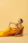 Golden yellow modal satin saree