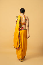 Golden yellow modal satin saree