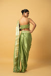 Bright mint green modal satin dhoti saree