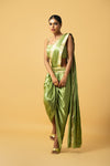 Bright mint green modal satin dhoti saree