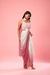 Ivory and pink ombre dhoti style  dress