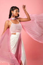 Ivory and pink ombre dhoti style  dress