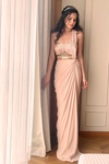 Nude Pre-Stitched Saree with Embroidered Bustier Blouse