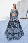 Black Multi-Tiered Lehenga Set by Seema Gujral - Lotus Bloom Canada