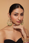 Gold Plated Kundan Studded With Beads Drop Chaandbali Earrings