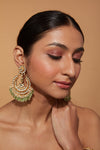 Gold Plated Kundan Studded With Beads Drop Chaandbali Earrings