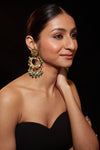 Gold Plated Multi Colour Stone With Drop Beads Chaandbali Earrings