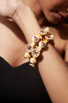 Gold Plated Beaded & Onyx Screw Openable Bangles, Set of 2