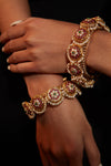 Gold Plated Kundan With Red Onyx Stone Screw Openable Bangles, Set of 2