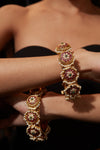 Gold Plated Kundan With Red Onyx Stone Screw Openable Bangles, Set of 2