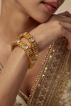 Gold Plated Womens Kundan, Polki Pair of bangles