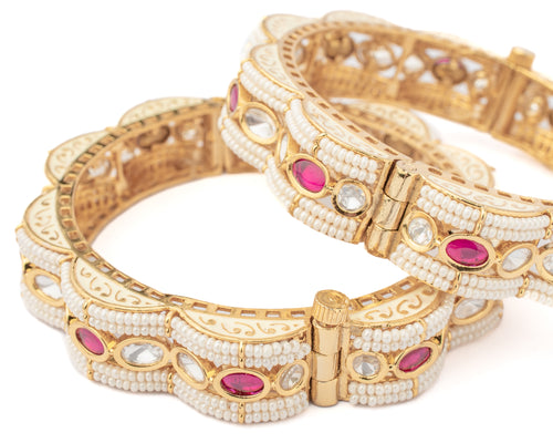 Isvaraah 2.0 Gold Plated Beads/Synthetic Stone Bangles (Set of 2)