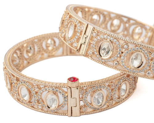 Isvaraah 2.0 Gold Plated Synthetic Stone Bangles (Set of 2)