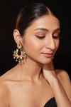 Gold Plated Multi Colour Stone With Drop Beads Chaandbali Earrings