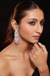 Rhodium Plated Zircon Studded Drop Earrings