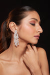 Rhodium Plated Zircon Studded Drop Earrings