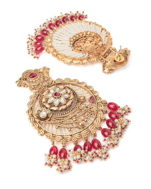Isvaraah 2.0 Gold Plated Pink Womens Pair of Chandbali Earrings