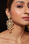 Gold Plated Kundan With Onyx Dangle Earrings