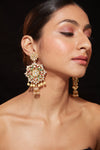 Gold Plated Kundan With Onyx Dangle Earrings