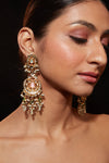 Gold Plated Kundan With Bead Drop Dangle Earrings