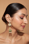 Gold Plated Kundan With Beads Drop Jhumka Earrings