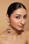 Gold Plated Kundan With Beads Drop Jhumka Earrings