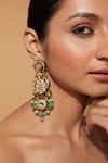 Gold Plated Kundan With Bead Drop Dangle Earrings